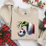 Green Character Hand Christmas Shirt, Xmas Movie, Character Xmas Funny Christmas Thief Sweater, Festive Season Hoodie Casual Classic Cotton Fabric
