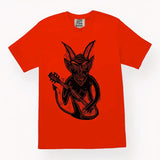 Guitar Devil Woodblock Printed All Cotton T-Shirt Menswear Top Graphic Streetwear