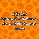 10 for $25 MYSTERY FALL/HALLOWEEN CLEAR FILM SCREEN PRINT BUNDLE