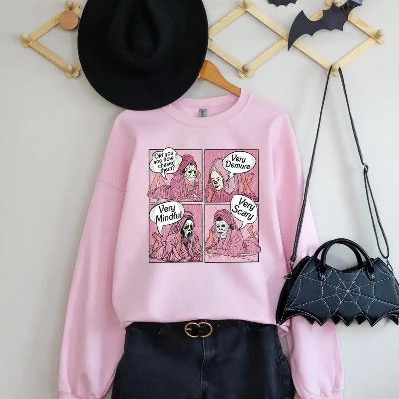 Halloween Crewneck, Very Demure, Very Spooky, Very Scary, Horror Movie shirt, Horror Movie Halloween Shirt, Funny Demure Shirt