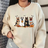 Halloween Dog Sweatshirt, German Shepherd Ghost Dogs Shirt, Halloween Sweater, Ghost Sweatshirt, Ghost Dog Shirt, Unisex Long Sleeve Crewneck