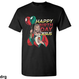 Happy Birthday Jesus T-Shirt, Fun and Festive Christmas Tee with Jesus Holding Balloons Graphic, Comfortable and Humorous Holiday Apparel