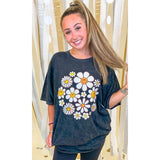Happy Flowers Mineral Washed Graphic Shirt