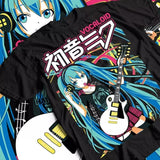 Hatsune Miku Guitar Anime T-shirt & Sweatshirt, Kawaii Vocaloid Diva Graphic Tee, Vintage Oversized Unisex Streetwear, Manga Gift For Men Women