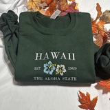 Hawaii the Aloha State Embroidered Sweatshirt - Women's Lightweight Basics
