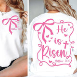 He Is Risen Easter 2 Side Tee Pure Cotton Casual Street Style Crew Neck Short Sleeve T-Shirt Tops Trendy for Unisex