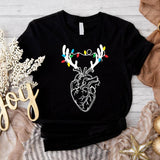 Heart Anatomy Christmas Shirt, Christmas Light Nurse T-Shirt, Reindeer Heart Tee, Anatomical Heart Xmas Gift Tee, Cath Lab RN T-Shirt, Human Heart Holiday Tee.