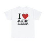 I Love Justin Bieber- Tee - Unisex T-Shirt,  Trending shirt, Gift for him/ Her, Gift For Justin Bieber Fan, Shortsleeve Crewneck Cotton Top Fit Casual