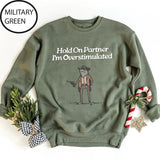Hold On Partner Im Overstimulated Sweatshirt, Cowboy Frog Sweatshirt, Cowboy Frog Unhinged Shirt, Cute Animal Sweatshirt, Funny Frog Shirt