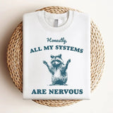 Honestly, all my Systems are Nervous Shirt, Funny Cute Meme Shirt, Raccoon Shirt, Gift For Women and Man, Top Womenswear