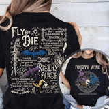 Fourth Wing - Basgiath War College T-Shirt/ Hoodie, Vintage Unisex Tee Shirt Man Women, 100% Cotton Sleeve, Pullover Womenswear Clothing