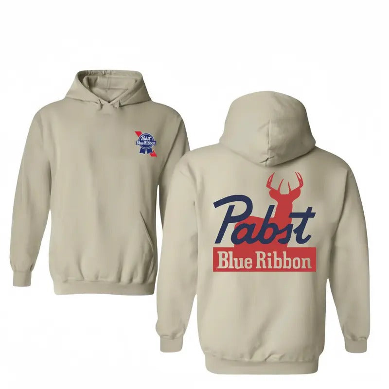 Pabst Blue Ribbon Pop Up Buck Hoodie - Unisex Cotton T-shirt/Hoodie, Vintage for Men and Women, Unisex Vintage Crewneck