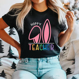 Hoppy Teacher Easter T-Shirt, Easter Teacher Shirt, Teacher Bunny Tee, Easter Gift Tee For Teachers, Teacher Appreciation Shirt, Teacher Life T-Shirt.