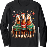 Horses Ugly Sweters Christmas Xmas Horse Lover Horseman Long Sleeve T-Shirtstyle{n002}2