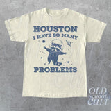 Houston I Have So Many Problems Vintage T-Shirt, Retro 90s Funny Raccoon In Space T Shirt, Trash Panda Galaxy Graphic T Shirt, Cute Y2k Tee