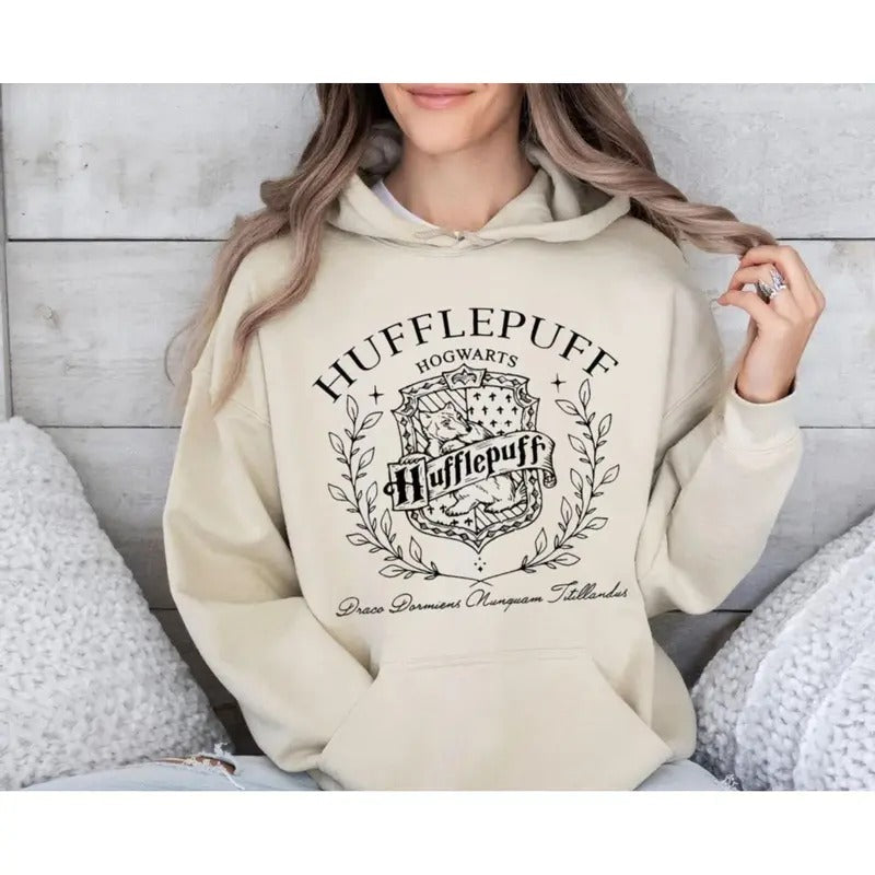 Hufflepuff Hogwarts House Sweatshirt, Vintage Wizard House Shirts, Universal Studios Shirt, Hp Wizard School Hoodie, Unisex Sweater Pullover Tee