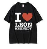I Heart Leon Kennedy Print T-Shirts Men Women's Clothing Fashion Vintage T Shirt Male Oversized Cotton Short Sleeve T-shirt Tops, Gift For Him, Gift For Her, I love T-Shirt, I heart shirt, Love Shirt, Unisex Shirt