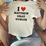 I Heart Matthew Gray Gubler | Movie TV Actor |  I heart | I love | 90s Aesthetic | Clothing, I Love Top Tee Shirt, Trendy Tee, Trendy t-shirt, , Gift For Him, Gift For Her, Menswear Cotton Classic Casual Basic Short Sleeve