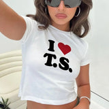 I Heart T.s Baby Tee, I Love T.s Shirt Cropped Lady