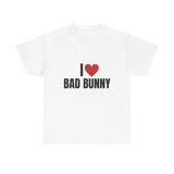 I Love Bad Bunny Heavy T-Shirt, Graphic, Music, Unisex, Gift, Graphic T Shirt, Gift For Him, Gift For Her, Menswear Cotton Classic Casual Basic Short Sleeve