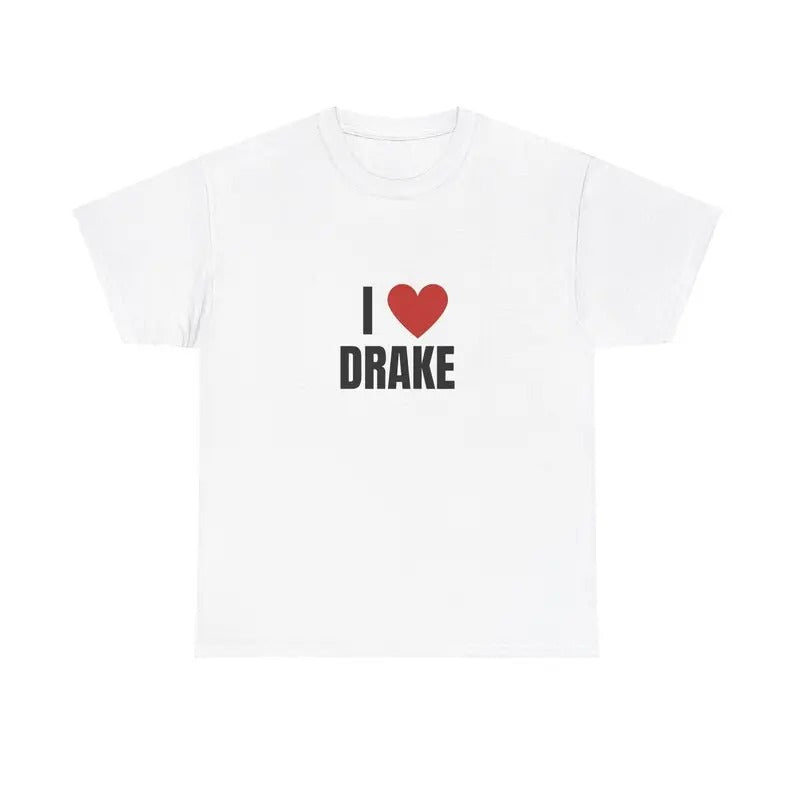 I Love Drake Heavy T-Shirt, Graphic T-Shirt, Unisex, Gift, Graphic, 6, Drake, I Love Top Tee Shirt, Trendy Tee, Trendy t-shirt, , Gift For Him, Gift For Her, Menswear Cotton Classic Casual Basic Short Sleeve