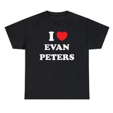 I Love Evan Peters Women T Shirts Cotton High Quality Graphic Tee Harajuku O Neck Fashion Trendy Goth T-shirt Kawaii Clothes