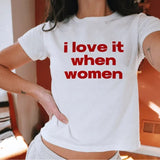 I Love It When Women Subtle Lesbian Pride Baby Tee LGBTQ WLW Pansexual Bisexual Funny Tee, Gift For Him, Gift For Her Casual Cotton