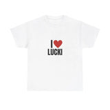 I Love Lucki Heavy T-Shirt, Unisex, Gift, Graphic T Shirt, Gift For Him, Gift For Her, Menswear Cotton Classic Casual Basic Short Sleeve