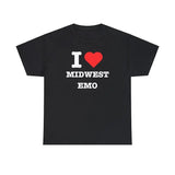 I Love Midwest Emo T-shirt, I Heart Band Tee, Gift For Him, Gift For Her, Menswear Cotton Classic Casual Basic Short Sleeve