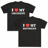 I Love My Girlfriend T-Shirt | I Love My Boyfriend T-shirt - Men's Regular Fit "I Love My GF" Print Crew Neck Short Sleeve T-shirt, Men's Clothing