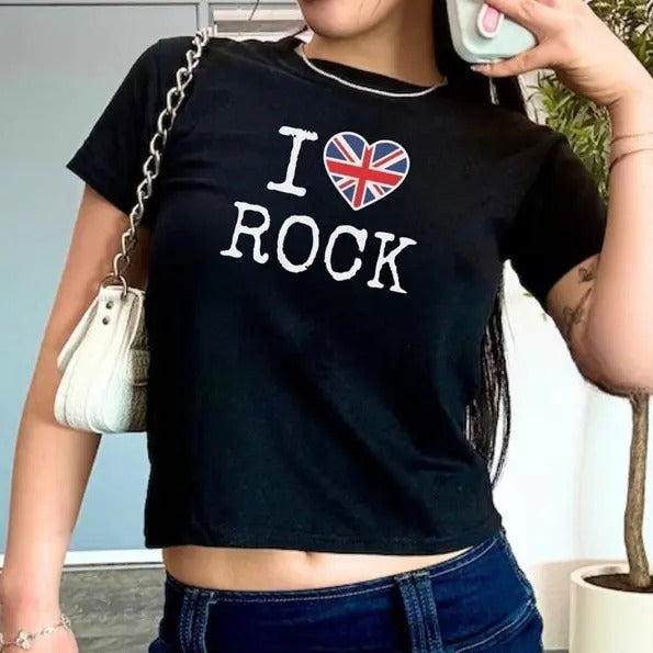 I Love Rock Baby Tee, I heart Rock Baby Tee, Trendy Tee, Trendy t-shirt, Tammy Yummy Tee, Gift For Him, Gift For Her, Menswear Cotton Classic Casual Basic Short Sleeve