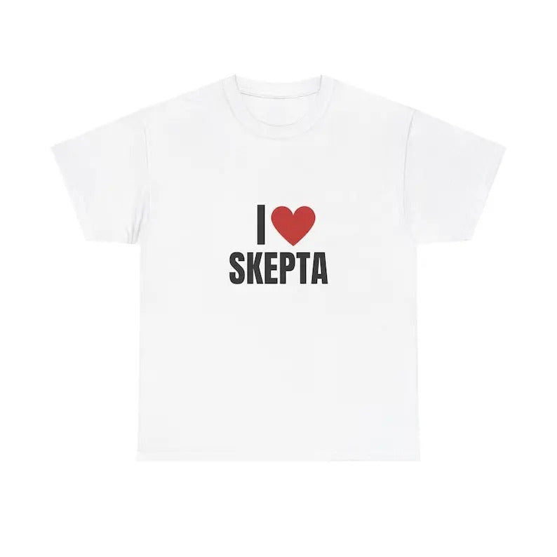 I Love Skepta Heavy T-Shirt, Unisex, Gift, Graphic T Shirt, Gift For Him, Gift For Her, Menswear Cotton Classic Casual Basic Short Sleeve