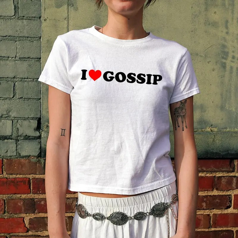 I Love Tee, Unisex T-shirt, Gift for him, Gift for her, Trending shirt, I Love Gossip 90s , Women's Fitted Tee, Y Clothing, Trendy Top, Funny Shirt, Funny Sayings,  90s Style Tee