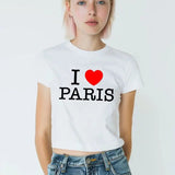 I Love Tee, Unisex T-shirt, Gift for him, Gift for her, Trending shirt, I Love Paris 90s Baby Tee, Women's Fitted Tee, Shirt, Trendy Top, Funny Shirt, Unisex Shirt, , 90s Style Tee