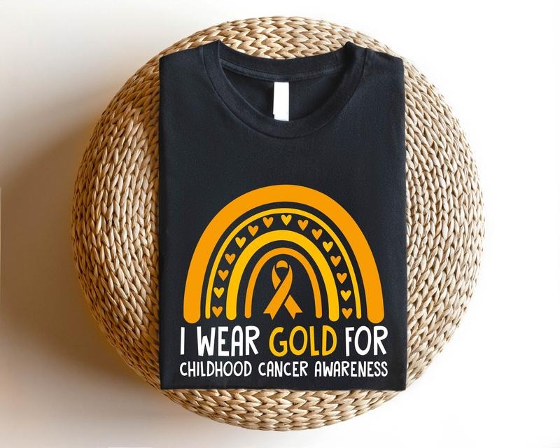 I Wear Gold For Childhood Cancer Awareness Shirt, Matching Support Shirt, Warrior Gift Tee, Pediatric Oncology Nurse Shirt, Parents Support Squad Shirt.