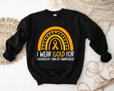 I Wear Gold For Childhood Cancer Awareness Sweatshirt, Matching Support Hoodie, Warrior Gift Sweatshirt, Pediatric Oncology Nurse Sweatshirt, Parents Support Hoodie.