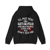 I Will Put You In The Trunk Sarcastic Hoodie Casual Street Style Fleece Fabric Pullover Hooded Sweatshirt for Women for Men, Perfect Gift