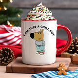 I am Just a Chill Guy Meme Mug, TikTok Viral Dog Coffee Cup, Small & Large Sizes, Funny Quote Drinkware, Humorous Animal Lover Gift, Trendy