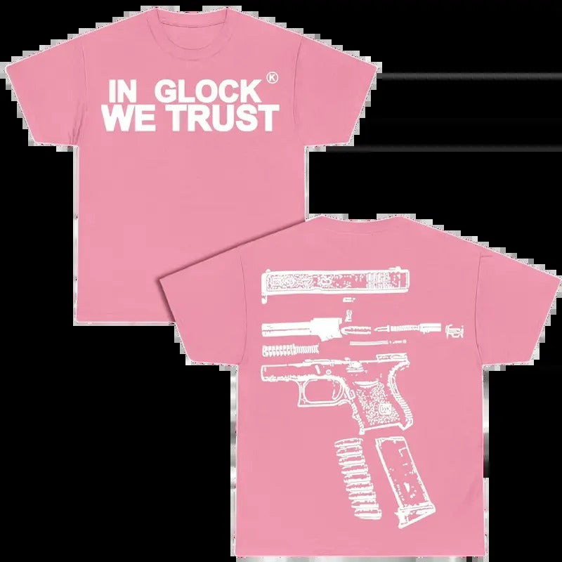 In Glock We Trust 2 sides T-shirt, Design Full Color, T-shirt For Men And Women,Full color, Unisex Top, Men's Tshirt, Women's Tshirt, Casual, Menswear, Streetwear