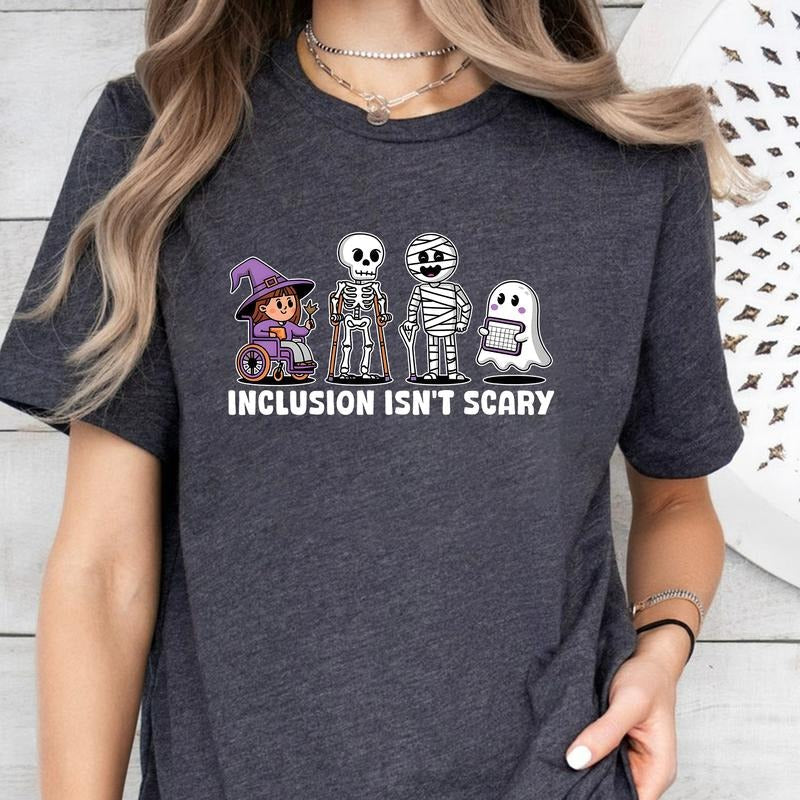 Inclusion Isn't Scary Teacher Vintage T-Shirt, Teacherlife Shirt, Teacher Shirt, Teacher Lovers Shirt, Halloween Shirt, Gift For Teacher