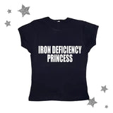 Iron Deficiency Princess Baby Tee, Aesthetic Letter Print, Vintage Streetwear T-Shirts, Emo Girl Clothes, Y2k Top Women Streetwear, Grunge 2000s, Gift For Girlfriend