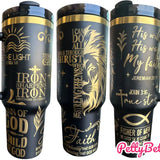 Iron Sharpens Iron Engraved tumbler - Christan faith Gift - Father's Day Gift - Faith Birthday Gift Man of God Cup Mug Drinkware Portable Water Bottles