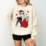 Jack Skellington Santa Claus Christmas Light Sweatshirt, Nightmare Before Jack Christmas Sweatshirt, Jack & Sally Tee, Disneyland family 2024 Xmas Trip