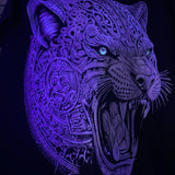 Jaguar Azteca T-Shirt Black Mexican Calendar Design Raglan Sleeve Crew Neck Graphic Top - Menswear