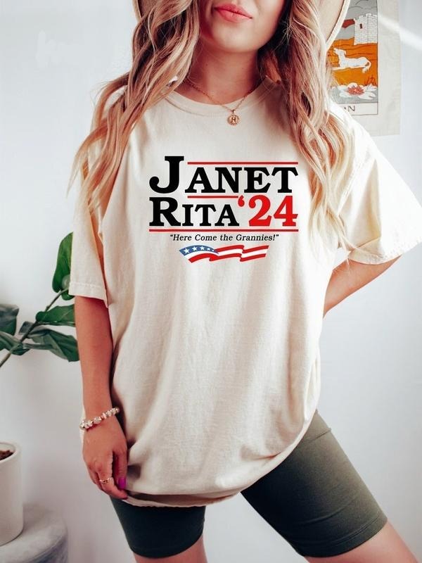 Janet And Rita For President 2024 Shirt And Shirt, Grannies For President Janet Rita Here Come The Grannies Shirt, Bluey 2024 Tee, Unisex T-Shirt, Gifts For Men Women, Short Sleeve Tee Shirt