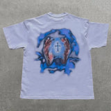 Jesus Cross Graphic Casual Street Basketball 2-Sided T-Shirt, Y2k Shirt, Hip Hop, Unisex T-Shirt, Gift For Men Women Womenswear Menswear Top Streetwear