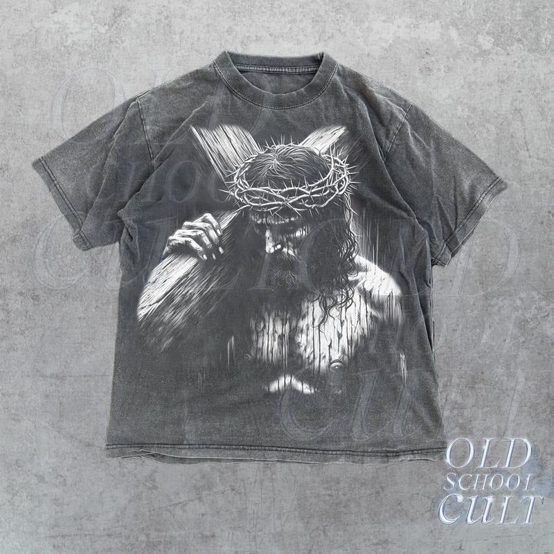 Jesus Holding Cross Vintage Halftone 90s Graphic Shirt, Retro Faith Jesus Shirt, Christian Shirt, Retro Graphic Bible Tee, Be The Light