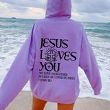 Jesus Loves You We Love Each Other Because He Loved Us First 2 Side Hoodie Casual Street Style Fleece Pullover Hooded Sweatshirt Tops Trendy for Unisex