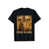 Jesus is King Lion Shirt Cotton Casual Street Style Crew Neck Short Sleeve T-Shirt Trendy Top for Women for Men, Perfect Giftsstyle{n002}2