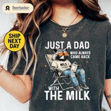 Just A Dad Who Always Came Back With The Milk Shirt - Retro Dad Raccoon Shirt, Funny Fathers Day Shirt
